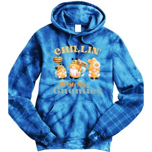 Chillin With My Gnomies Garden Gnomes With Bees Gift Tie Dye Hoodie