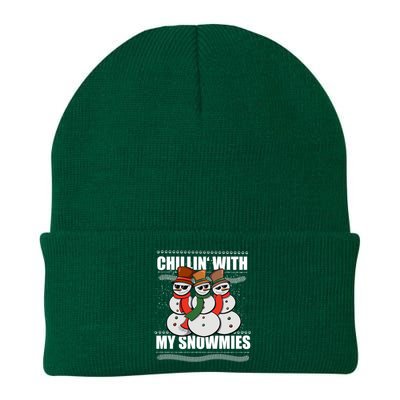 Chillin With My Snowmies Ugly Sweater Christmas Cool Gift Knit Cap Winter Beanie