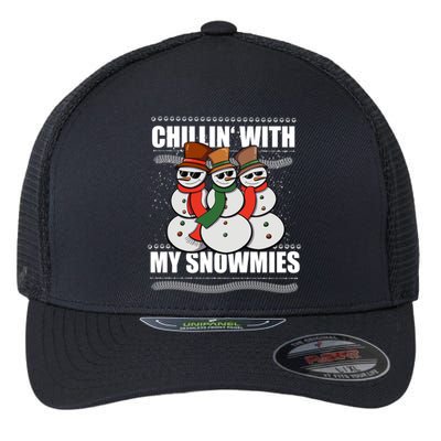 Chillin With My Snowmies Ugly Sweater Christmas Cool Gift Flexfit Unipanel Trucker Cap