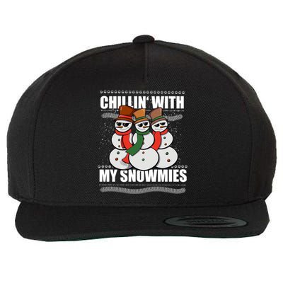 Chillin With My Snowmies Ugly Sweater Christmas Cool Gift Wool Snapback Cap