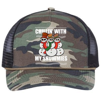 Chillin With My Snowmies Ugly Sweater Christmas Cool Gift Retro Rope Trucker Hat Cap