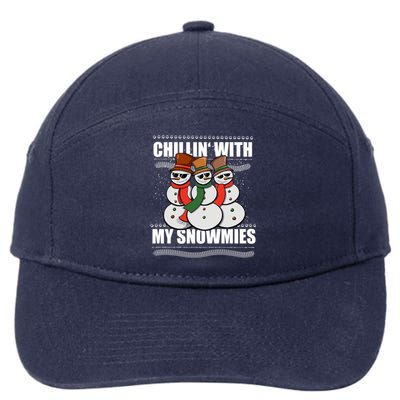 Chillin With My Snowmies Ugly Sweater Christmas Cool Gift 7-Panel Snapback Hat