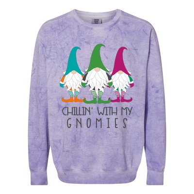 Chillin With My Gnomies Garden Gnome Christmas Lawn Care Gift Colorblast Crewneck Sweatshirt