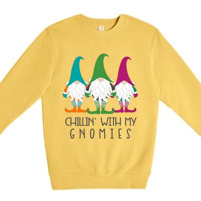 Chillin With My Gnomies Garden Gnome Christmas Lawn Care Gift Premium Crewneck Sweatshirt