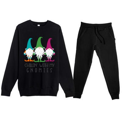 Chillin With My Gnomies Garden Gnome Christmas Lawn Care Gift Premium Crewneck Sweatsuit Set