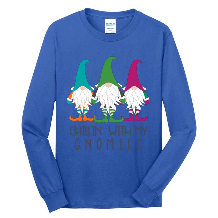 Chillin With My Gnomies Garden Gnome Christmas Lawn Care Gift Tall Long Sleeve T-Shirt