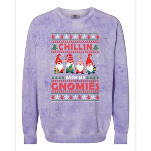 Chillin With My Gnomies Family Matching Xmas Pajamas Gnome Gift Colorblast Crewneck Sweatshirt