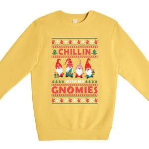 Chillin With My Gnomies Family Matching Xmas Pajamas Gnome Gift Premium Crewneck Sweatshirt