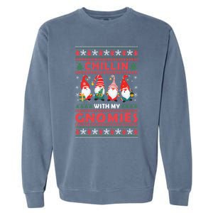 Chillin With My Gnomies Family Matching Xmas Pajamas Gnome Gift Garment-Dyed Sweatshirt