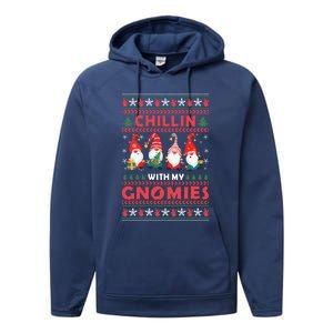 Chillin With My Gnomies Family Matching Xmas Pajamas Gnome Gift Performance Fleece Hoodie