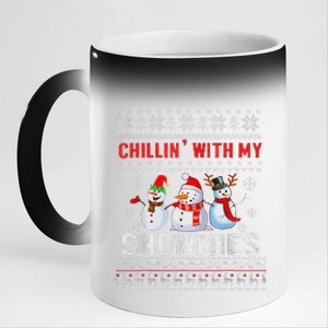 Chillin With My Snowmies Ugly Christmas Snowman Funny 11oz Black Color Changing Mug