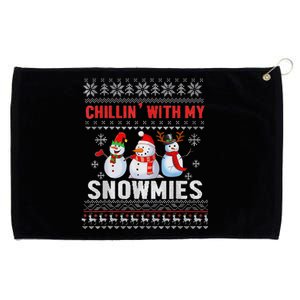 Chillin With My Snowmies Ugly Christmas Snowman Funny Grommeted Golf Towel