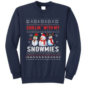 Chillin With My Snowmies Ugly Christmas Snowman Funny Sweatshirt