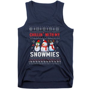 Chillin With My Snowmies Ugly Christmas Snowman Funny Tank Top