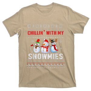 Chillin With My Snowmies Ugly Christmas Snowman Funny T-Shirt