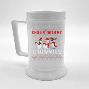 Chillin With My Snowmies Ugly Christmas Snowman Funny Beer Stein