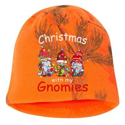 Christmas With My Gnomies Funny Gnome Christmas Lights Kati - Camo Knit Beanie