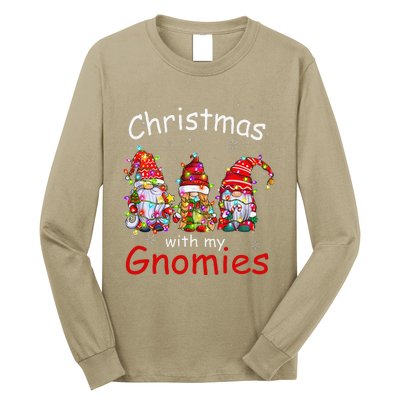 Christmas With My Gnomies Funny Gnome Christmas Lights Long Sleeve Shirt