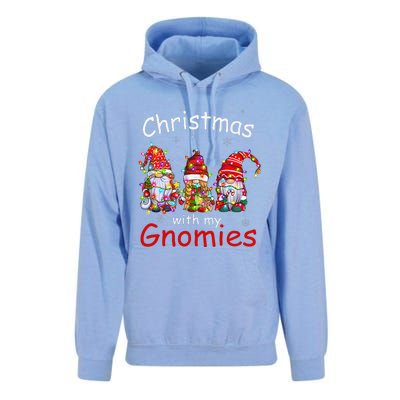 Christmas With My Gnomies Funny Gnome Christmas Lights Unisex Surf Hoodie