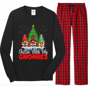 Chillin With My Gnomies Matching Family Christmas Gnome Funny Gift Long Sleeve Pajama Set