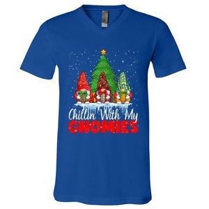 Chillin With My Gnomies Matching Family Christmas Gnome Funny Gift V-Neck T-Shirt