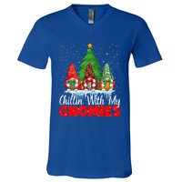 Chillin With My Gnomies Matching Family Christmas Gnome Funny Gift V-Neck T-Shirt