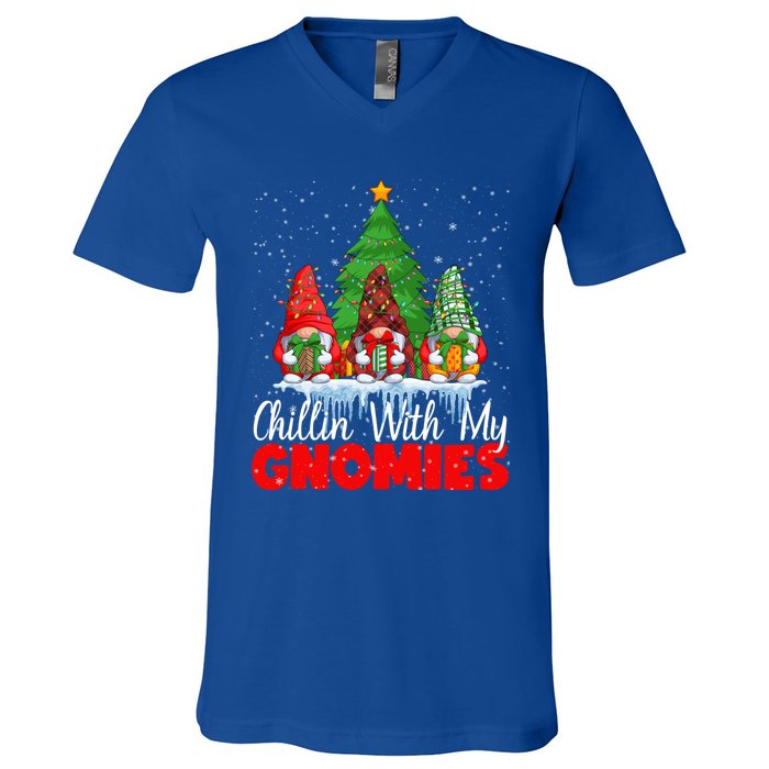 Chillin With My Gnomies Matching Family Christmas Gnome Funny Gift V-Neck T-Shirt