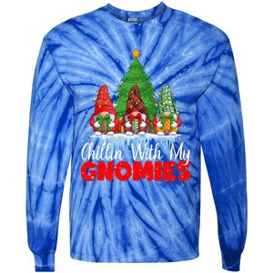 Chillin With My Gnomies Matching Family Christmas Gnome Funny Gift Tie-Dye Long Sleeve Shirt