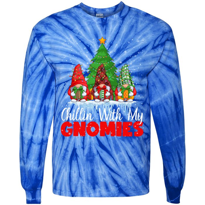 Chillin With My Gnomies Matching Family Christmas Gnome Funny Gift Tie-Dye Long Sleeve Shirt