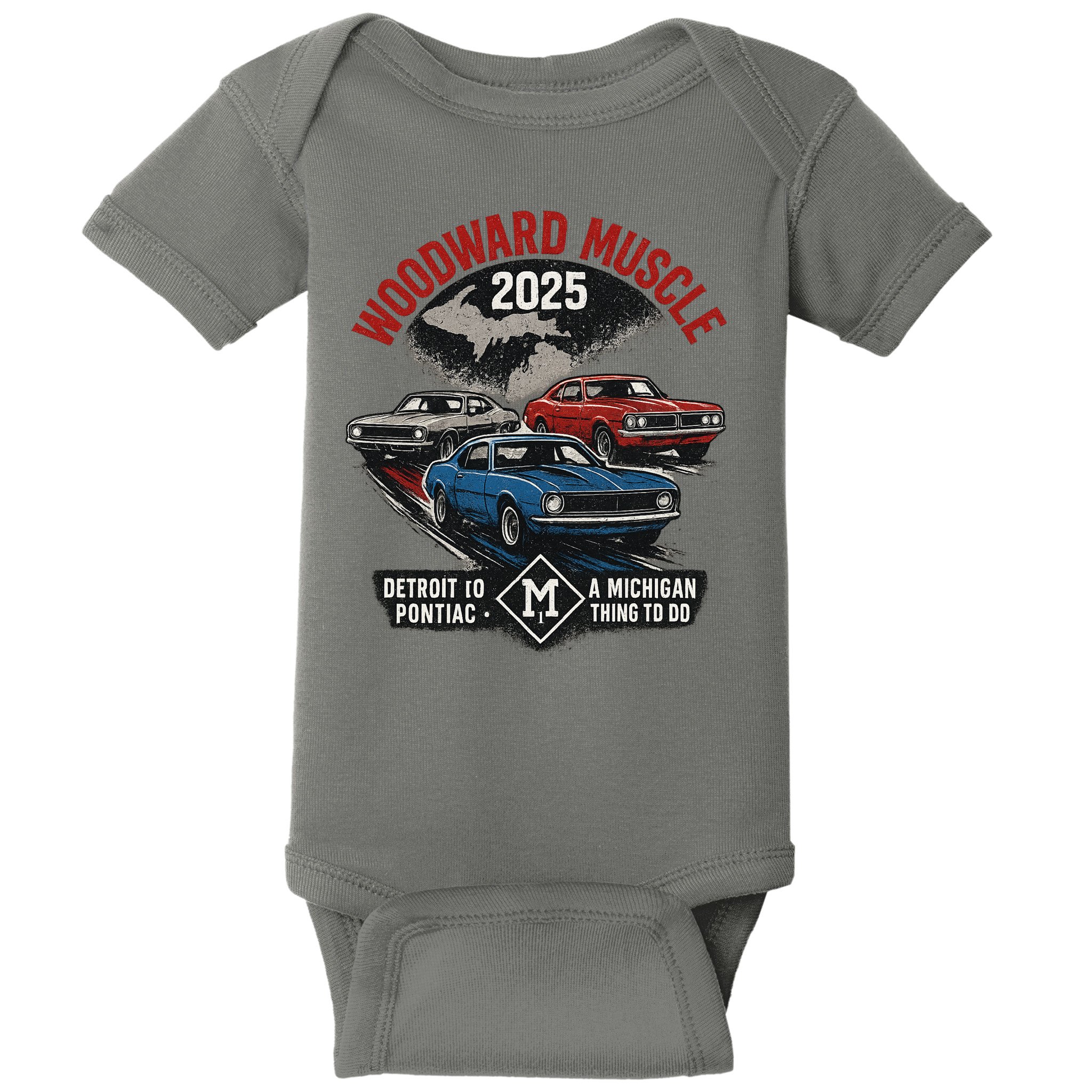 Classic Woodward Muscle 2025 Baby Bodysuit
