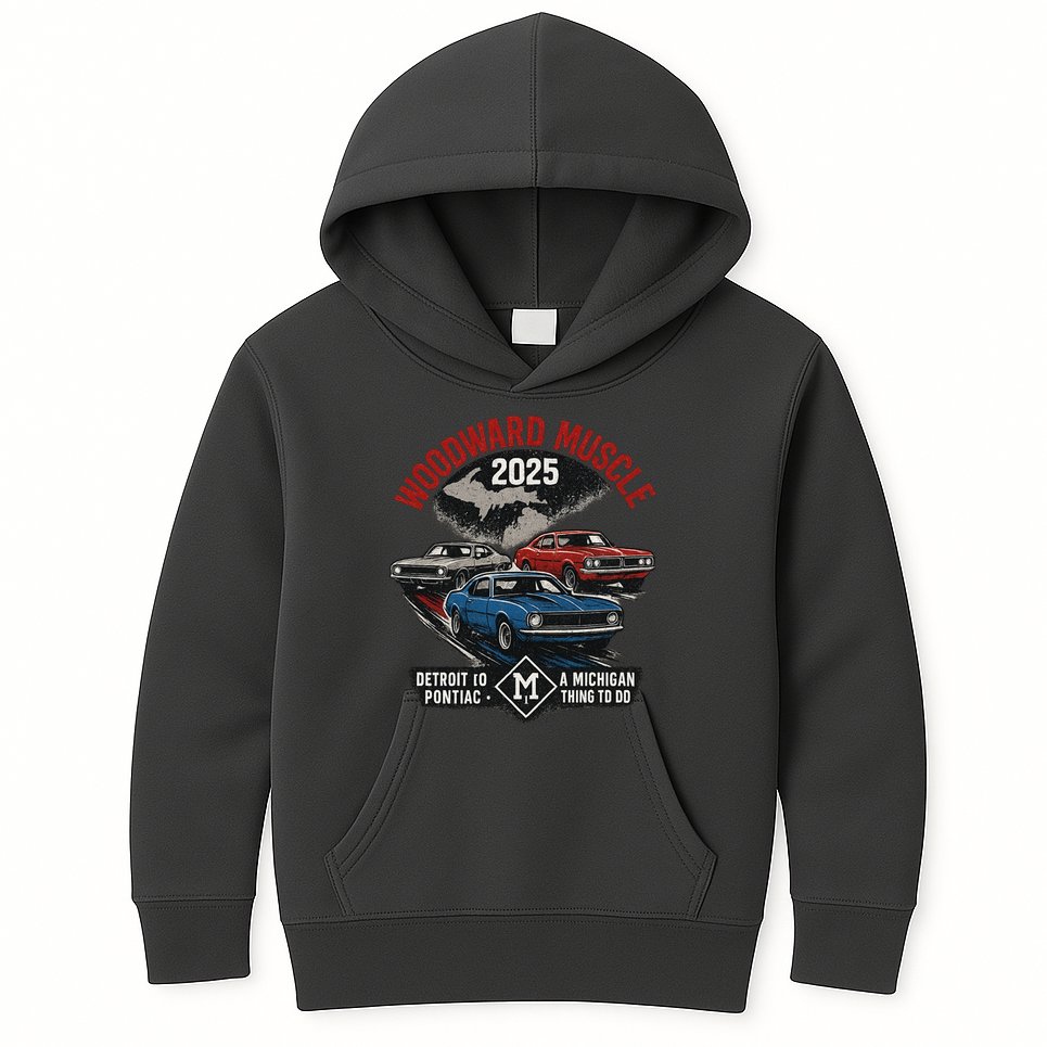 Classic Woodward Muscle 2025 Kids Hoodie