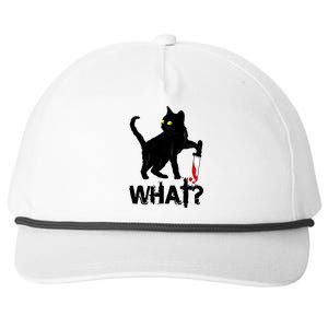 Cat What Murderous Black Cat With Knife Halloween Snapback Five-Panel Rope Hat