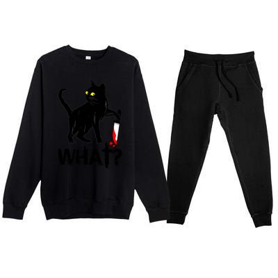 Cat What Murderous Black Cat With Knife Halloween Premium Crewneck Sweatsuit Set