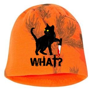 Cat What Murderous Black Cat With Knife Halloween Kati - Camo Knit Beanie