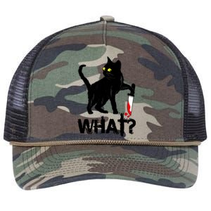 Cat What Murderous Black Cat With Knife Halloween Retro Rope Trucker Hat Cap