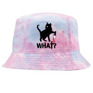 Cat What Murderous Black Cat With Knife Halloween Tie-Dyed Bucket Hat