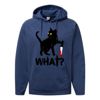 Cat What Murderous Black Cat With Knife Halloween Performance Fleece Hoodie