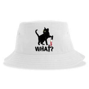 Cat What Murderous Black Cat With Knife Halloween Sustainable Bucket Hat