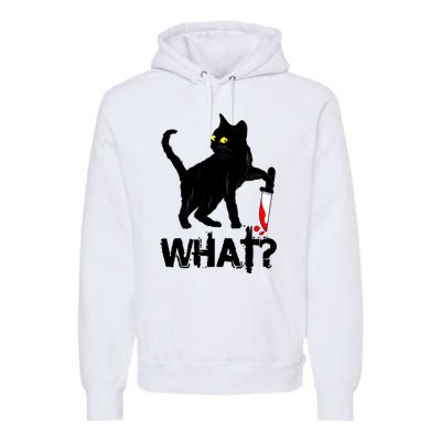 Cat What Murderous Black Cat With Knife Halloween Premium Hoodie