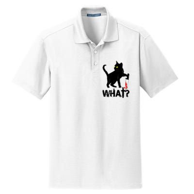 Cat What Murderous Black Cat With Knife Halloween Dry Zone Grid Polo