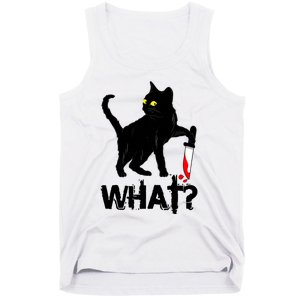 Cat What Murderous Black Cat With Knife Halloween Tank Top