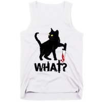 Cat What Murderous Black Cat With Knife Halloween Tank Top