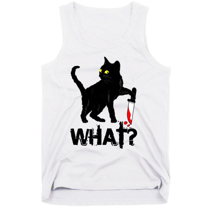 Cat What Murderous Black Cat With Knife Halloween Tank Top