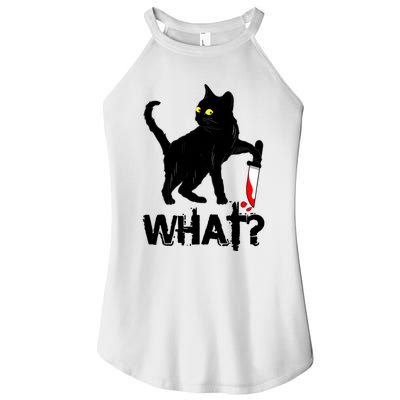 Cat What Murderous Black Cat With Knife Halloween Women’s Perfect Tri Rocker Tank