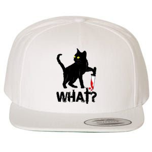 Cat What Murderous Black Cat With Knife Halloween Wool Snapback Cap