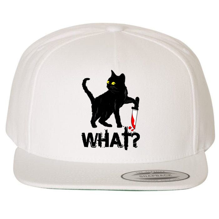 Cat What Murderous Black Cat With Knife Halloween Wool Snapback Cap