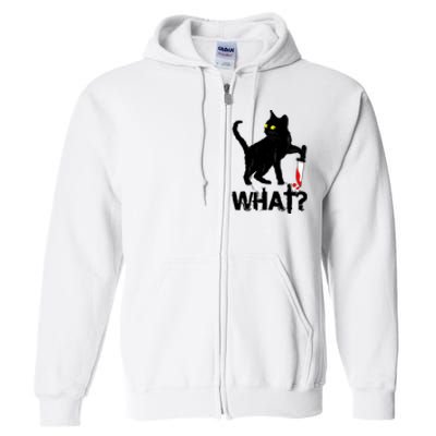 Cat What Murderous Black Cat With Knife Halloween Full Zip Hoodie