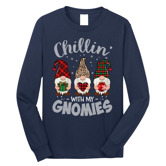 Chillin With My Gnomie Leopard Women Christmas Long Sleeve Shirt