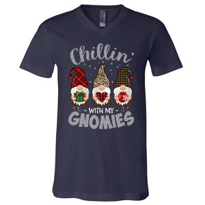 Chillin With My Gnomie Leopard Women Christmas V-Neck T-Shirt