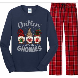 Chillin With My Gnomie Leopard Women Christmas Long Sleeve Pajama Set